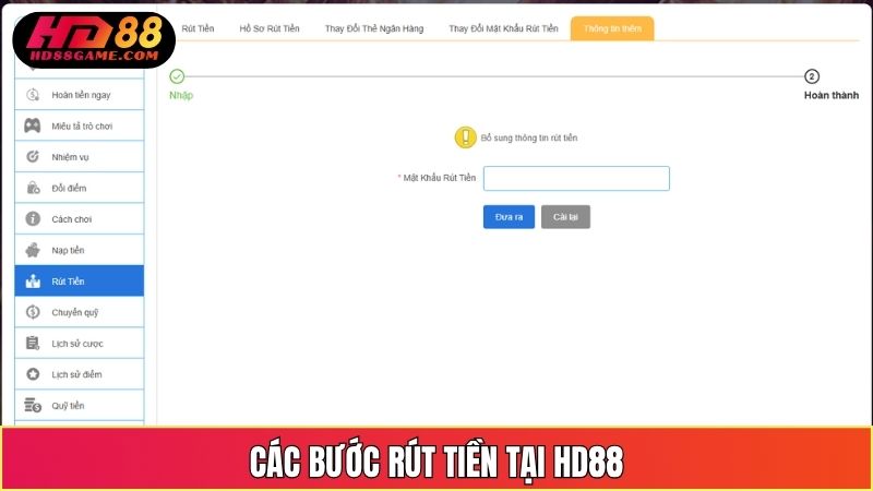 Các Bước Rút Tiền Tại HD88