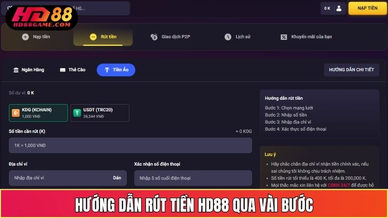 Hướng Dẫn Rút Tiền HD88 Qua Vài Bước